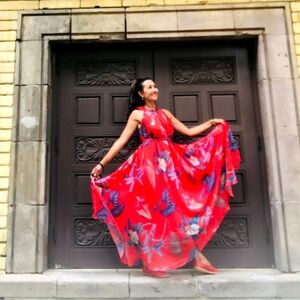 Women's Summer Floral Long Beach Maxi Dress Lightweight Sundress